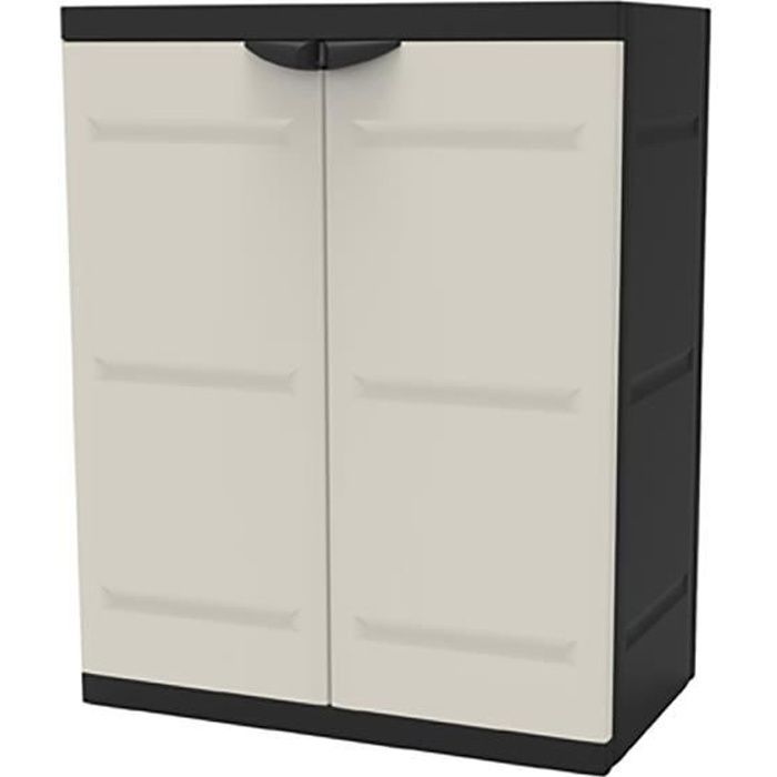 Armoire basse 2 portes intérieurextérieur coloris noirtaupe