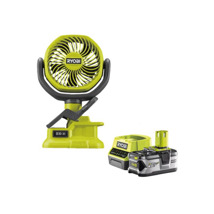Pack RYOBI Ventilateur à pince 18V One+ RCF18 0 1 Batterie 4.0Ah 1 Chargeur rapide RC18120 140