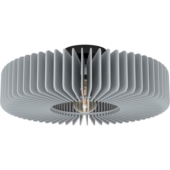 EGLO Plafondlamp Palombaia, ronde woonkamerlamp, plafond lamp van grijs hout, plafondverlichting voor woonkamer en slaapkamer, E27 fitting, 50 cm