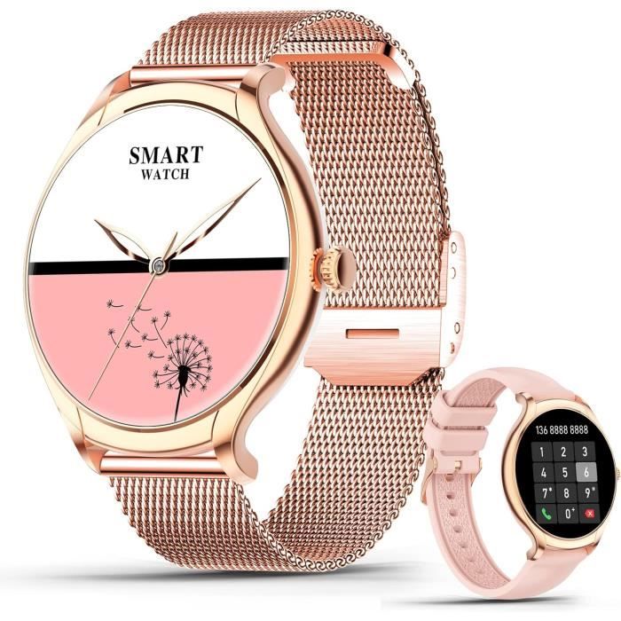 Montre Connectée Pour Femmes, Ronde Smartwatch Sport Etanche Trackers D