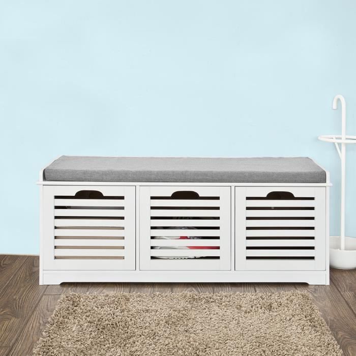Sobuy Fsr23 W Banc De Rangement Avec Coussin Et 3 Cubes Meuble D Entree Confortable L105cmxp35cmxh43cm Achat Vente Meuble A Chaussures Fsr23 W Banc A Chaussures Soldes Cdiscount