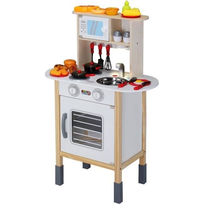 Cuisine pour enfants bois 57x29,5x77/83cm dinette cuisinière réglable  hauteur 35 accessoires jeu éducatif enfant jouet d'imitation - Cdiscount  Jeux - Jouets