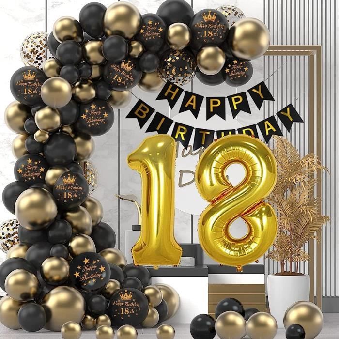 Ballons noirs joyeux 18e anniversaire cercle toile de fond