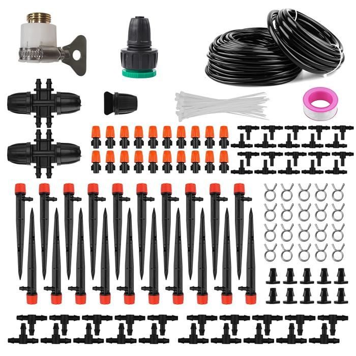 Kit Irrigation Goutte à Goutte POWZOO 269 Pièces - Système Arrosage Automatique Jardin 40m + 8m