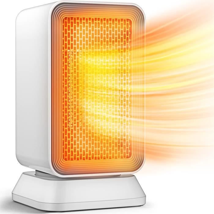 Chauffage D'Appoint Céramique 1200W - 2 Puissances, Chauffage Instantané En 1s, Silencieux Et Sécurité Anti-basculement (Noir)
