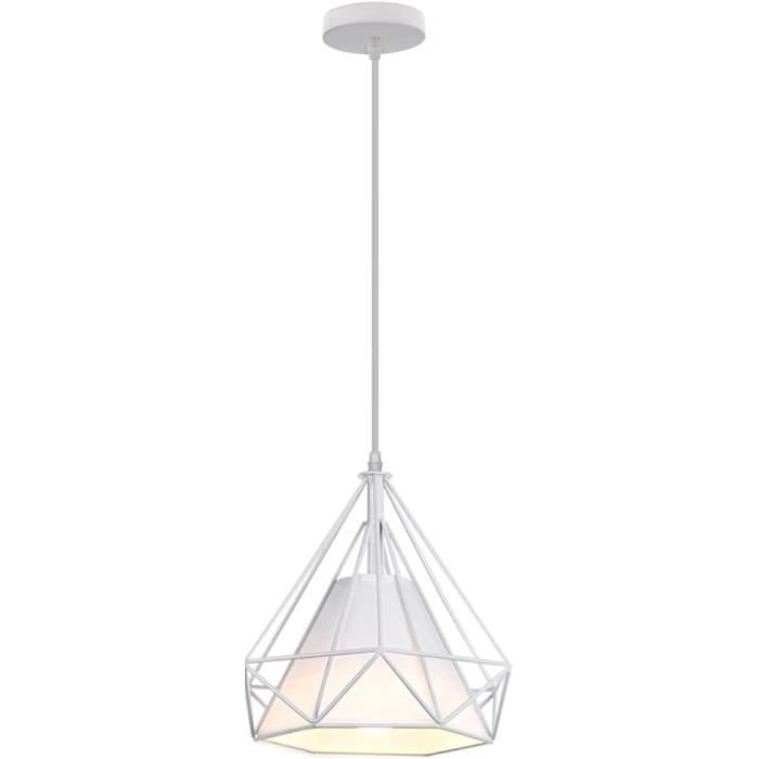 Suspension Vintage Polygone Diamant - Luminaire Abat-jour Plastique Transparent - 1970-1990