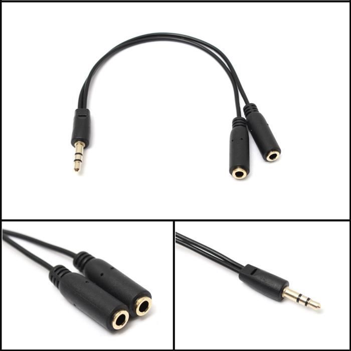 Câble adaptateur audio AMPIRE 20 cm, fiche cinch 2 canaux vers prise jack 3,5  mm, 1,99 €