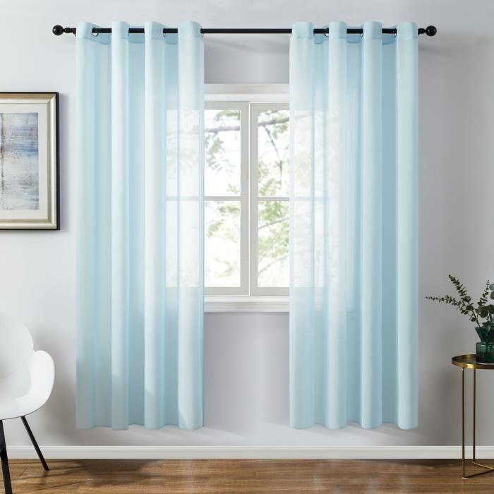 Topfinel Rideau Voilage 140x180cm Bleu En Chiffon Leger Pour Salon Moderne Chambre 2 Pieces Cdiscount Maison Topfinel Rideau Voilage 140x180cm Bleu En Chiffon Leger Pour Salon Moderne Chambre 2 Pieces Cdiscount Maison