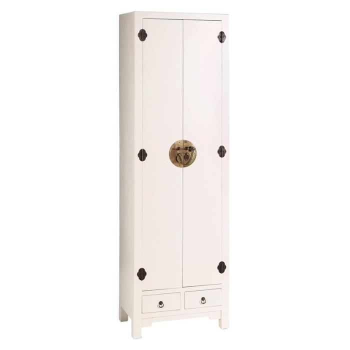 armoire lingère 2 portes, 2 tiroirs blanc meuble chinois - pekin - l 55 x l 33 x h 185 cm