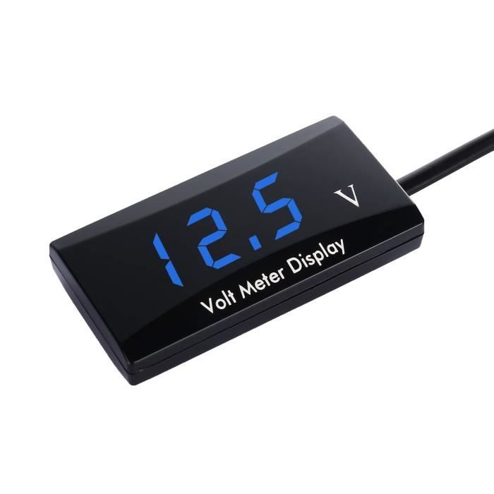 Voltmètre Numérique étanche DC 0-100V - Affichage LED Rouge - Pour Voiture, Moto, Bateau, Camping-car - Installation Facile - 9