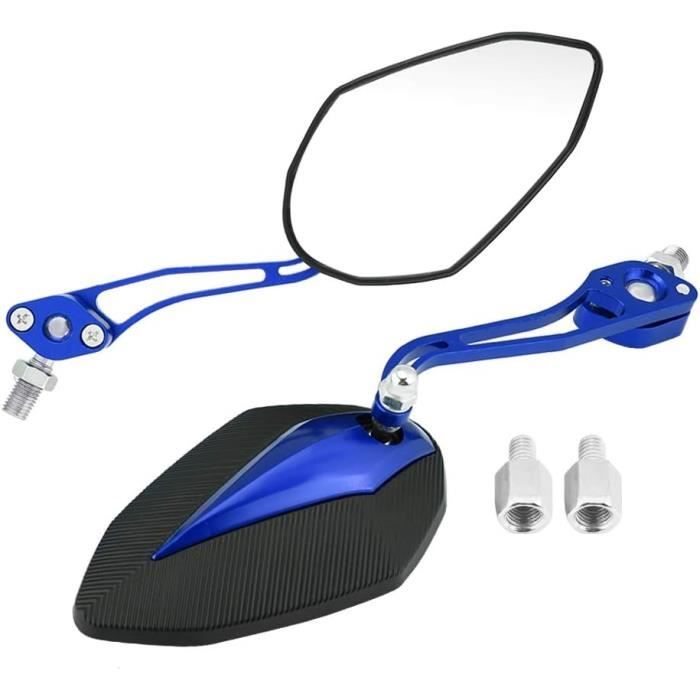 Specchietti Moto Blu Antiriflesso – 8mm/10mm – Rettangolari, Alluminio Nero – Coppia