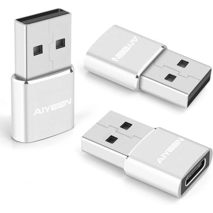 Adaptateur USB-C Femelle Vers USB-A Mâle - Blanc - Charge Rapide - Neuf