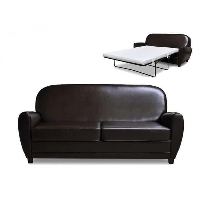 Canapé Club 3 Places Convertible Ricky En Simili Effet Cuir