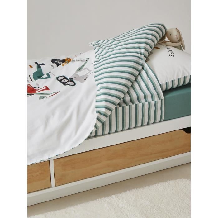 Parure De Lit Enfant VERTBAUDET Magicouette "Quel Chantier !" - Housse De Couette + Taie 140x150 Cm | Système Soufflets, Maintien Optimal
