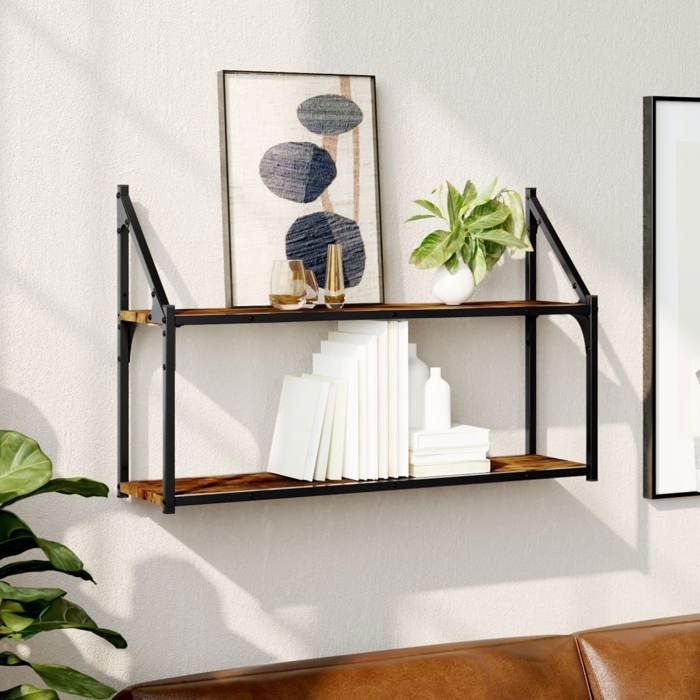 Étagère Murale En Bois Massif - Vitrine De Présentation 60x37x8,5 Cm - Pour Collections, Décorations, Rangement Déco Maison