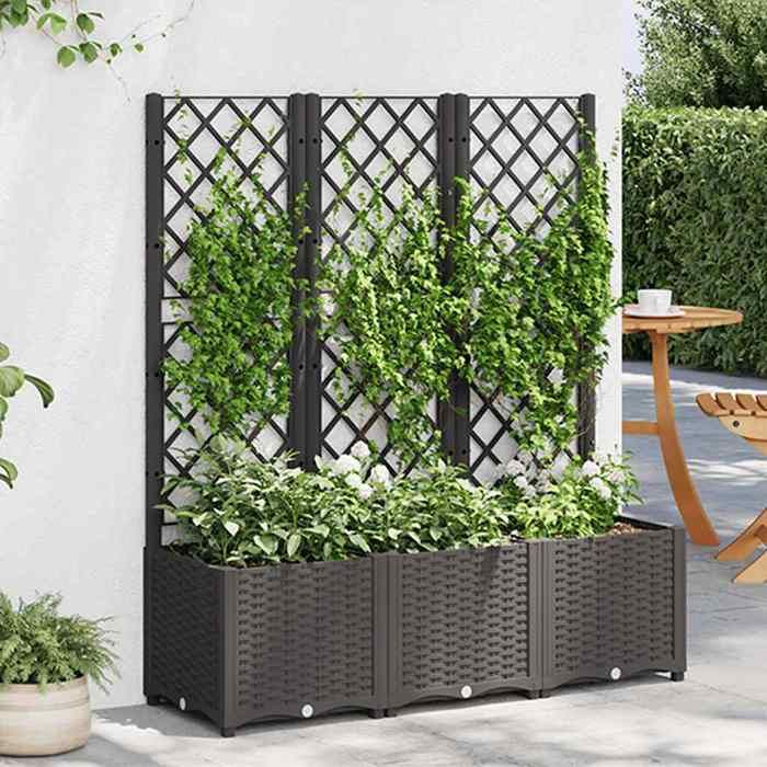 vidaXL Jardinière avec Treillis Bois de Sapin - vue 9