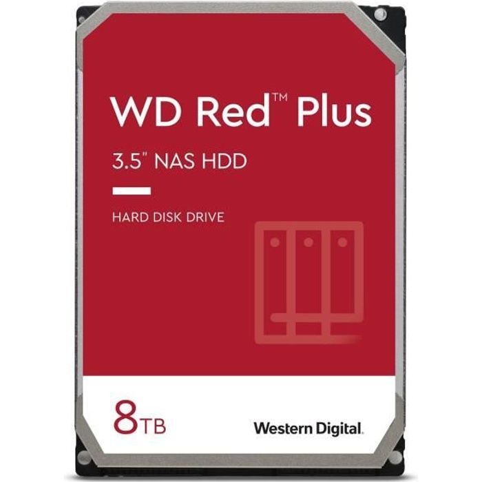 WD Red™ Plus – Disque dur Interne NAS – 8To – 7200 tr/min – 3.5 (WD80EFBX)
