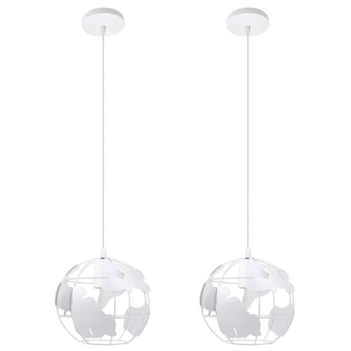 UNI Suspension Luminaire Industrielle Cage en Métal E27 20cm Blanc 2PCS Lustre Suspension Luminaire Salle à Manger Couloir Chambre