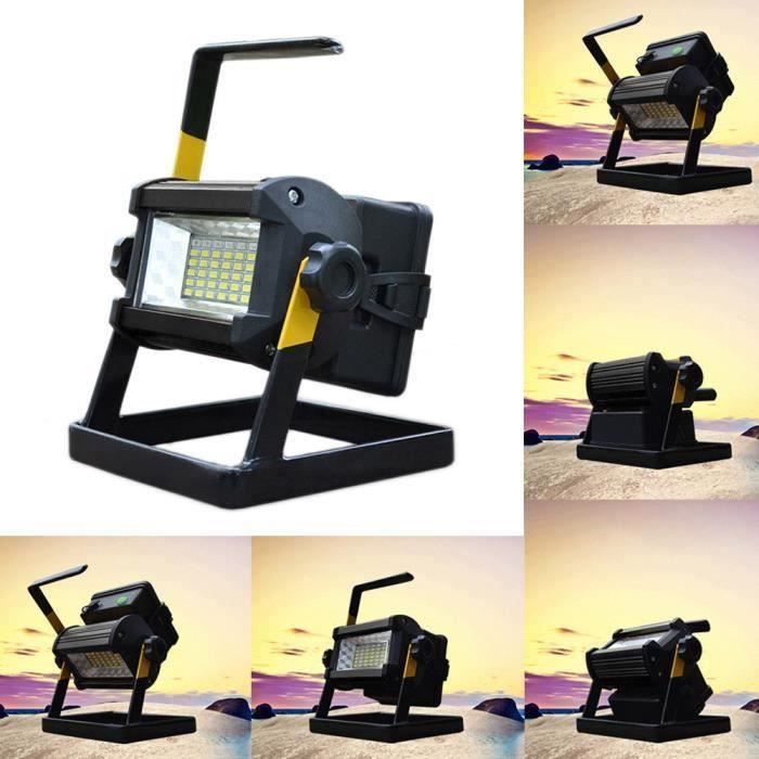 Lampe electrique 50w 36 led portable rechargeable flood light spot work camping fishing lamp