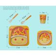 YF14592-5 PCS Vaisselle Enfant en Fibre de Bambou Bol de Dessin d'Animal Set de Table pour Bebe Enfant Tasse Cuillère Fourchet-1