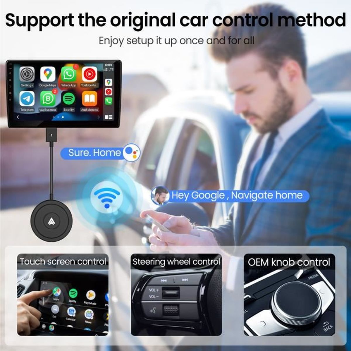 Carplay sans fil Android Auto Boîte de modules pour VW Skoda Octavia A5 Golf  7 Polo Passat B8 2.4G WIFI-GPS-DSP-2 RCA-Plug and play - Cdiscount Auto