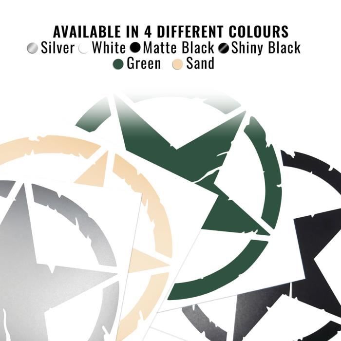 4R  17112 Autocollant Army Star Pour Jeep Renegade, Diamètre 33 Cm, Blanc, 2 Pièces