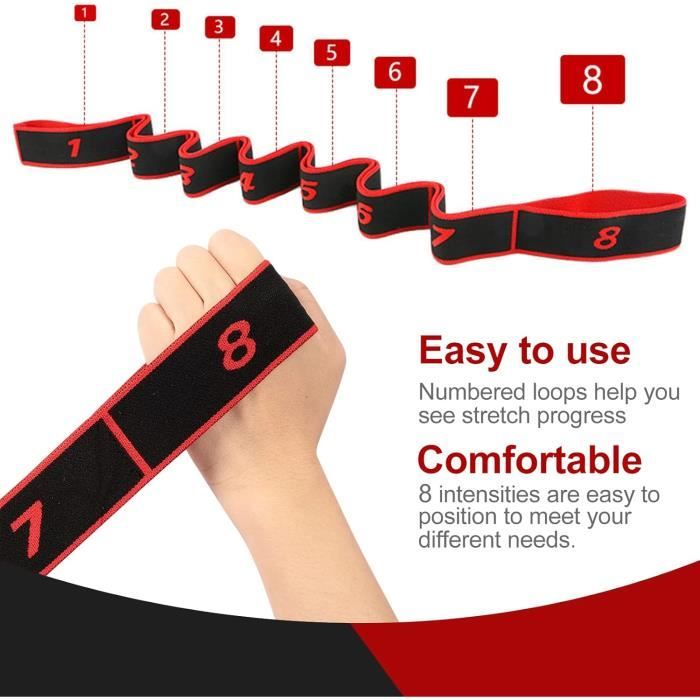 Bande élastique De Fitness 9 Niveaux – Nylon Avec Latex Intégré, Résistante, Lavable, Pour Yoga, Squats, Musculation (rose)