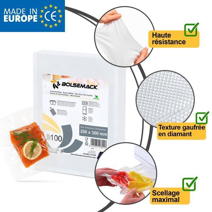 Sac Sous Vide Alimentaire 2 Rouleaux 25x500cm De Mise Sous Vide Pour Machine Sous Vide Et La Conservation SYSTEME DE MISE SOUS VIDE - Maison