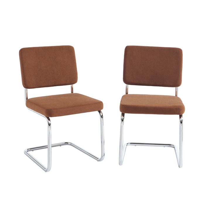 Chaise En Velours Matelassé Sur Pieds En Métal Noir - Marron - L 86 Cm X L 45 Cm