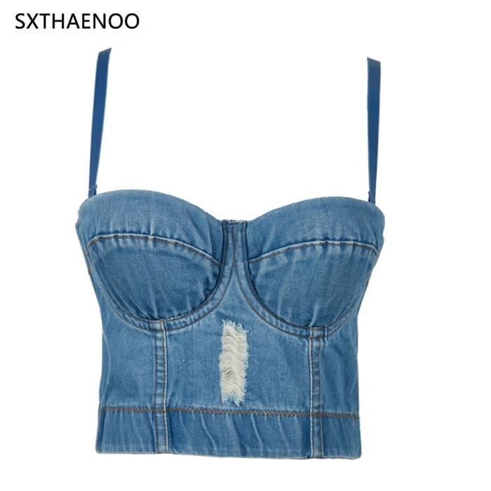 Bustier en on sale jean femme