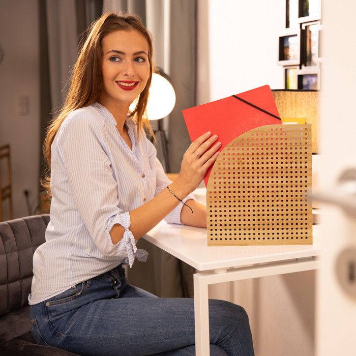 Trieur 5 Compartiments A4 Porte-documents En Bambou 3 étages - Rangez Vos A4 En Style Naturel Bloc Tiroir Bois