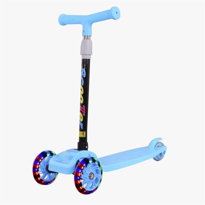 Scooter à roues lumineuses bleu sans panier，Trottinette pour enfants Kick  Push Kids T Bar 3 LED Roue Scooter réglable pour enfants - Achat / Vente  Scooter à roues lumineuses - Cdiscount