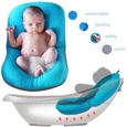 Tapis de bain bébé nouveau-né pliable bébé bain baignoire coussin chaise étagère (Blue )-2