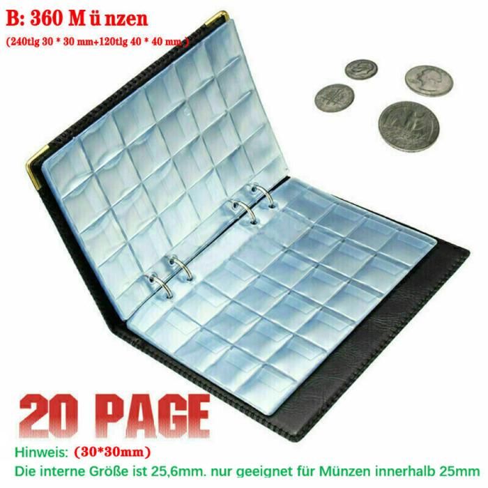 Larius – Album De Collection Pour Pièces De 2 Euros – 4 Anneaux – 27 X 23 X 5 Cm – Compatible Avec Pochettes Optima – Noir