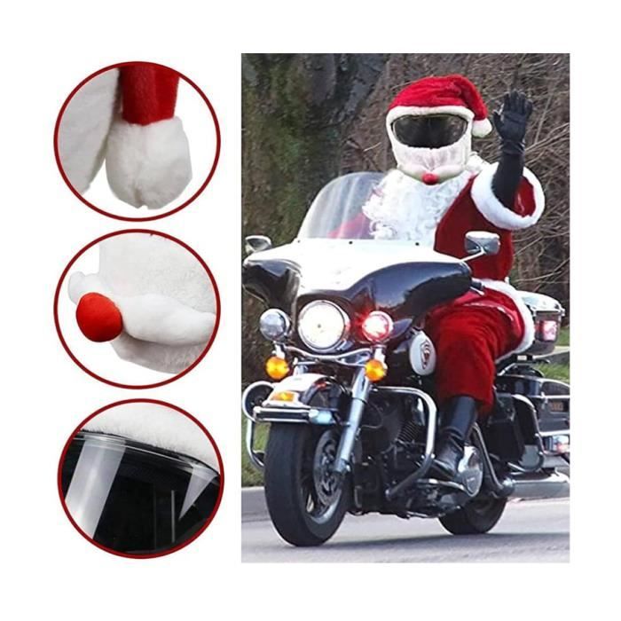 Housse Casque Moto Père Noël - 2 Pièces Chapeau Noël Pour Casque - Ambiance Festive