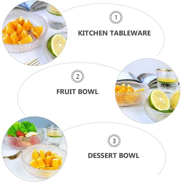 Lot 2x Bol Saladier En Verre Trempé Transparent Pour Céreales Soupe