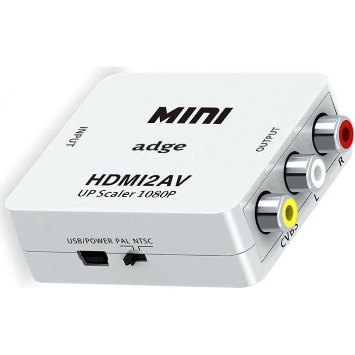 Adaptateur RCA vers HDMI, Adaptateur vidéo Mini AV vers HDMI Convertisseur  Compatible 1080P Converter-Noir - Cdiscount Informatique