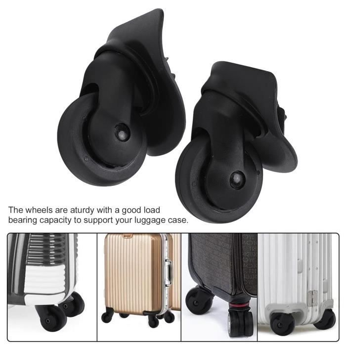2 Roues De Rechange Pour Valise - Ø 50mm, En PU Caoutchouc Noir - Pivotantes, Avec Vis, Essieux, Clé - Universelles, Facile à Installer