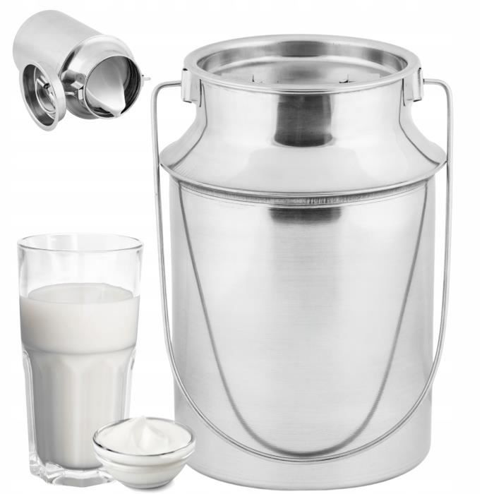 Bidon à Lait En Acier Inoxydable 4 Litres Avec Couvercle - Récipient Pour Lait, Huile, Transport Fermier