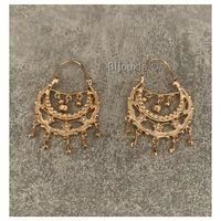 Boucles D'oreilles Créoles Style Savoyarde – Doré, Turquoise – Marque Rosantine, Lot 321