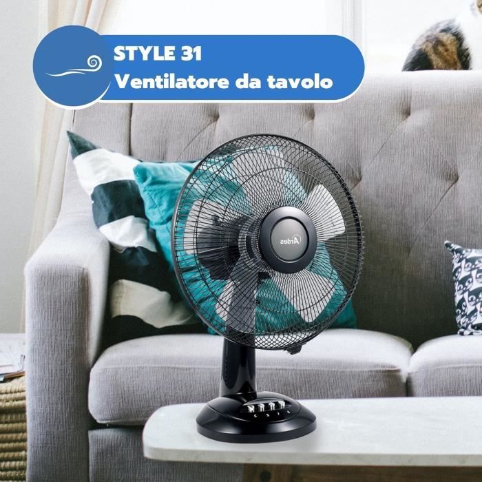 Ventilateur De Table Ardes 40cm 3 Vitesses - Oscillant Et Inclinable - Noir Et Bleu - Silencieux