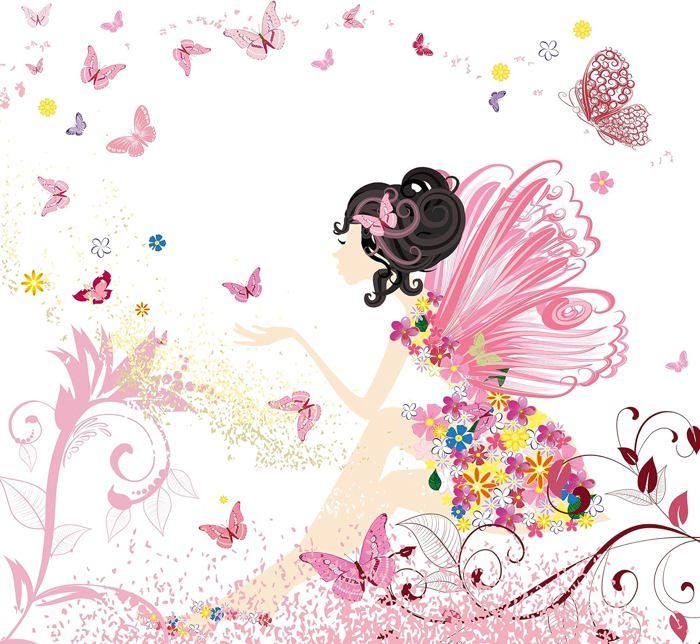 Papier Peint Amovible Princesse Fée - Rose, Château - 144 X 50 Pouces - Pour Chambre D'enfant