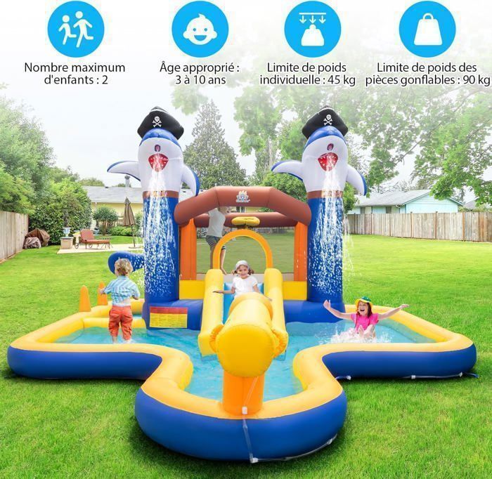 GOPLUS Château Aire de Jeu Gonflable avec Souffleur Trampoline