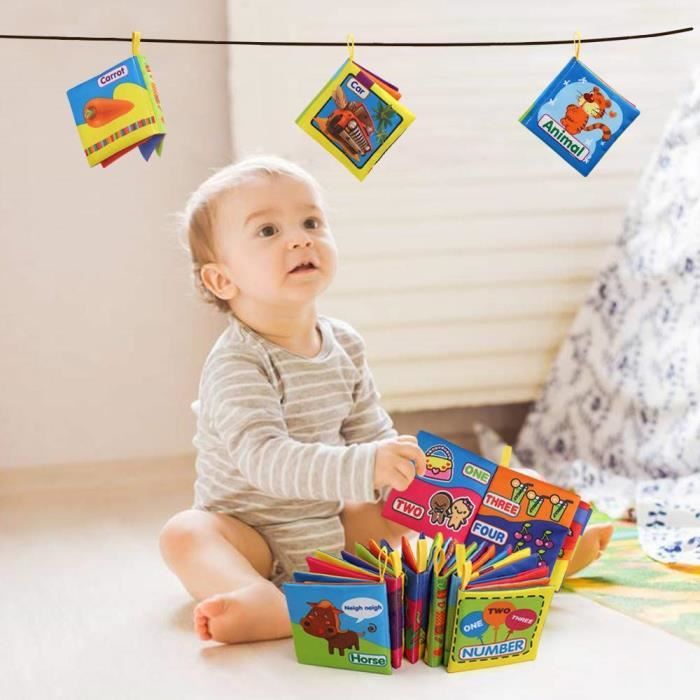 Livre en tissu bébé, livre bébé 0 à 3 ans touche sonore, cahier d'activités  interactif, idées cadeaux jouets éducatifs pour enfants - Cdiscount  Puériculture & Eveil bébé