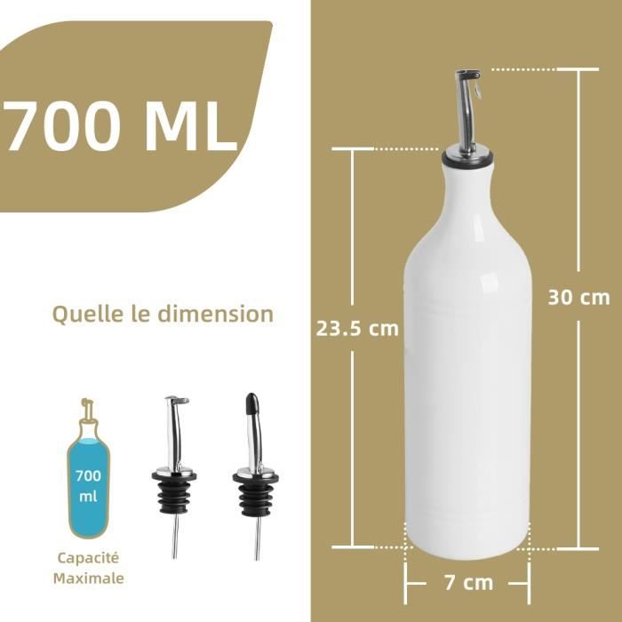 Bouteille D'huile Et Vinaigre En Verre 500ml - 2 Becs Verseurs Inox - Étiquettes Et Entonnoir Inclus - Élégant Et Pratique