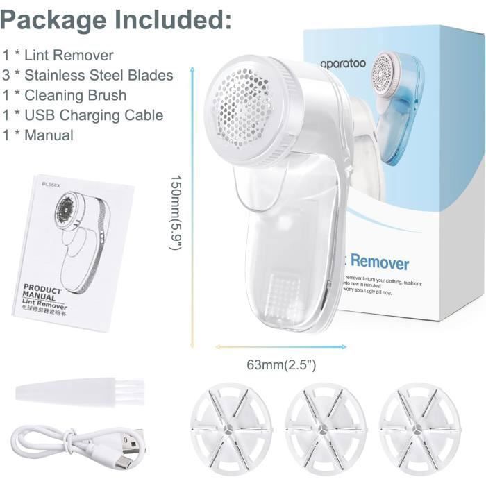 Rasoir Anti-Bouloches Électrique USB Rechargeable – 3 Lames Acier Inox – Idéal Vêtements, Canapés, Couvertures