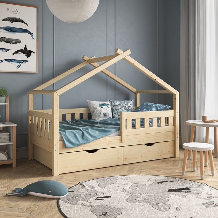 Lit Bateau Enzo Pour Enfant – Vitalispa – Lit D'appoint 200x90cm Avec Matelas Blanc Mat
