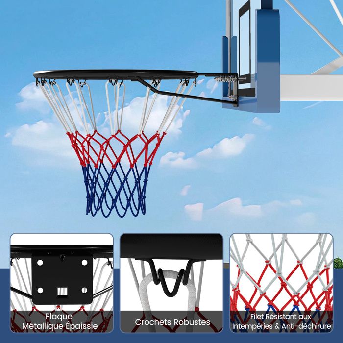 Panier de Basket Mural 43 CM Panneau Incassable Filet Universel Accessoires Complets