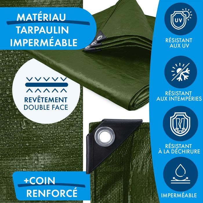 Bâche Imperméable 4x6m - 55g/m² Avec Œillets Métalliques - Protection Jardin, Camping, Bois - Blanche