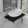 Elégant Ensemble Meuble de salle de bain simple vasque + étagère Contemporain - 2 pcs SALLE DE BAIN COMPLETE Céramique - Noir 72701-0